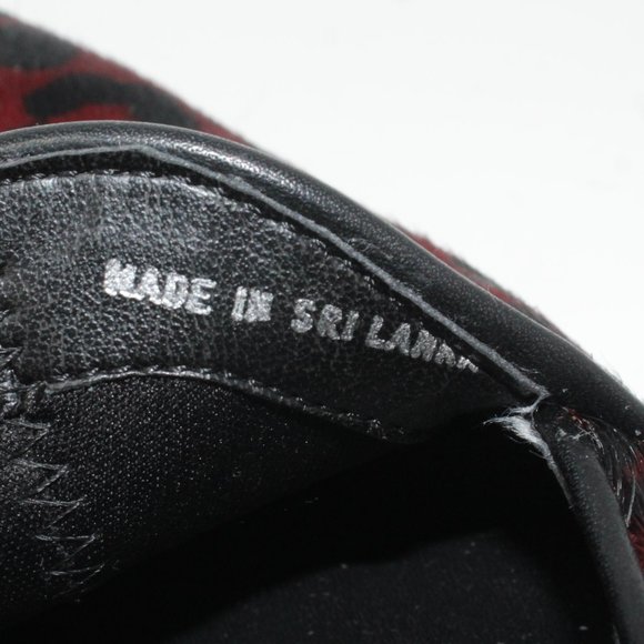 The Flexx Vera Pelle 9.5M Dark Red Black Animal Print Leather Almond Toe Flats - Picture 10 of 10